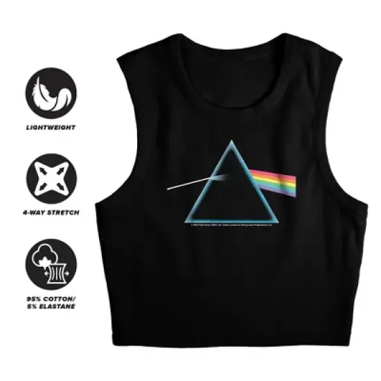 Women's Pink Floyd Dark Side Prism Sleeveless Crop Top Tank image {2}