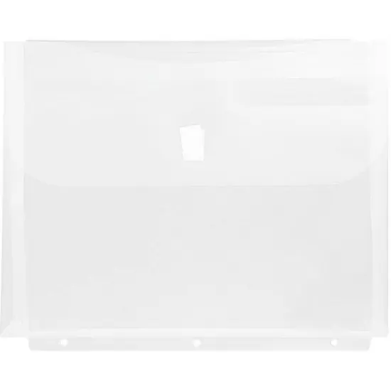 JAM Paper 9 3/4'' x 13'' 12pk Plastic 3 Hole Punch Binder Envelopes, Hook & Loop Closure, 1" Expansion image {4}