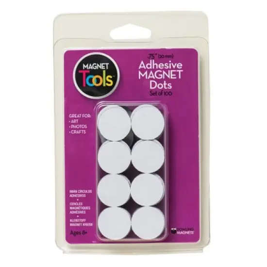 6pk 100 per Pack Adhesive Magnet Dots - Dowling Magnets image {1}