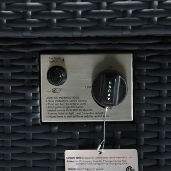 LeisureMod Mace Wicker Modern Patio Propane Fire Pit Table &ndash; Outdoor Heating Table for Patio, Deck, Balcony, Backyard, Garden, and Poolside Spaces image {11}