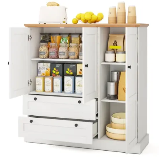 Tangkula Sideboard Buffet Cabinet Kitchen Pantry Hutch Storage Cabinet Farmhouse Credenza image {9}