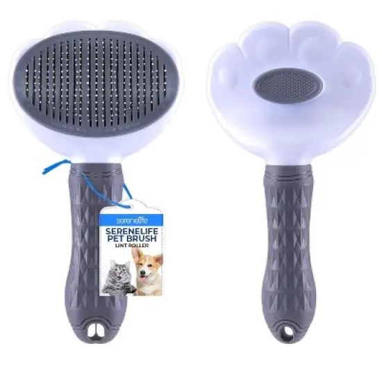 SereneLife Self-Cleaning Pet Grooming Brush with Massage Bristles & Easy Release Button &ndash; Gray &ndash; SLPTBRSH1 image {7}