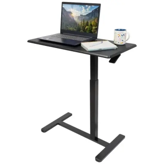 Mount-It! Height Adjustable Overbed & Bedside Table w/ Wheels | Overbed Desk Breakfast Tray for Medical & Home Use | Standing Desk w/ Gas Spring image {1}