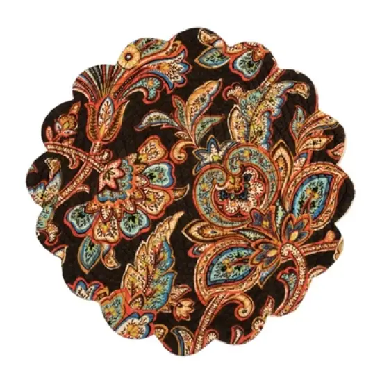 C&F Home Dorothy Autumnal Brown Quilted Scalloped Paisley Floral Accents Placemats Set of 6, 17" image {2}