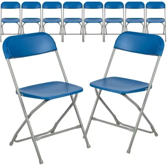 Emma and Oliver Set of 10 Stackable Folding Plastic Chairs - 650 LB Weight Capacity image {15}