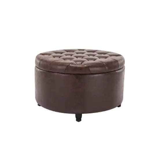 Large Round Tufted Storage Ottoman with Lift Off Lid - WOVENBYRD image {20}