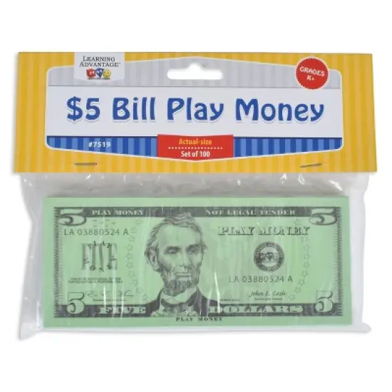 Learning Advantage Five Dollar Play Bills, Set of 100 image {6}