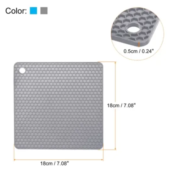Unique Bargains Silicone Heat Resistant Non-Slip Drying Mat Trivet Light Gray, Blue 2 Pcs image {1}