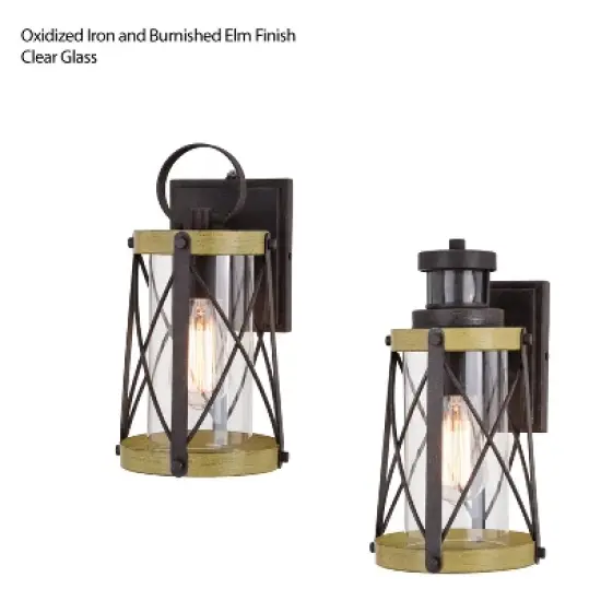 VAXCEL Harwood Bronze Motion Sensor Dusk to Dawn Outdoor Wall Light Farmhouse Clear Glass image {14}