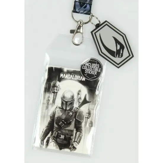 Star Wars The Mandalorian Bounty Hunter Lanyard ID Holder With Rhino Rubber Charm image {3}