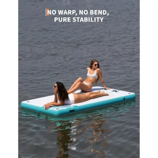 GustoWave Inflatable Floating Dock Air Dock Platform Floating Island Raft with Rope Ladder Swimming Water Platform for Pool Beach Ocean image {1}