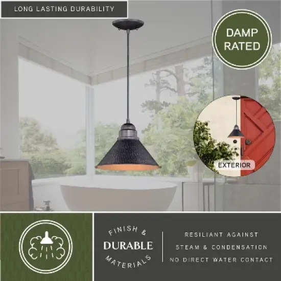 VAXCEL Outland 1 Light Farmhouse Outdoor Barn Dome Pendant Ceiling Light image {4}