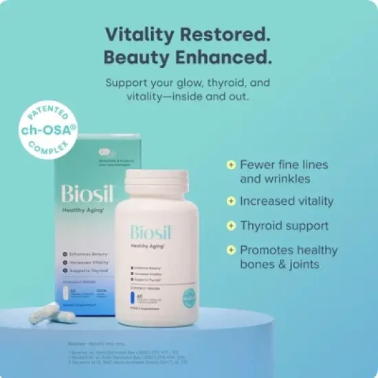 Biosil Healthy Aging - Beauty, Vitality & Thyroid Support - with Patented ch-OSA & Selenium image {3}