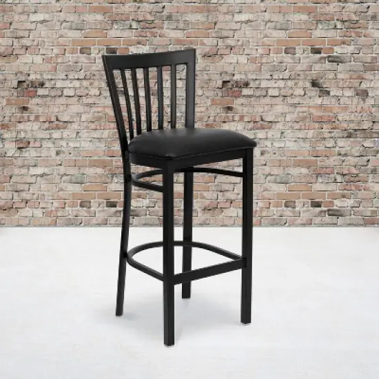 Flash Furniture Black School House Back Metal Restaurant Barstool image {1}