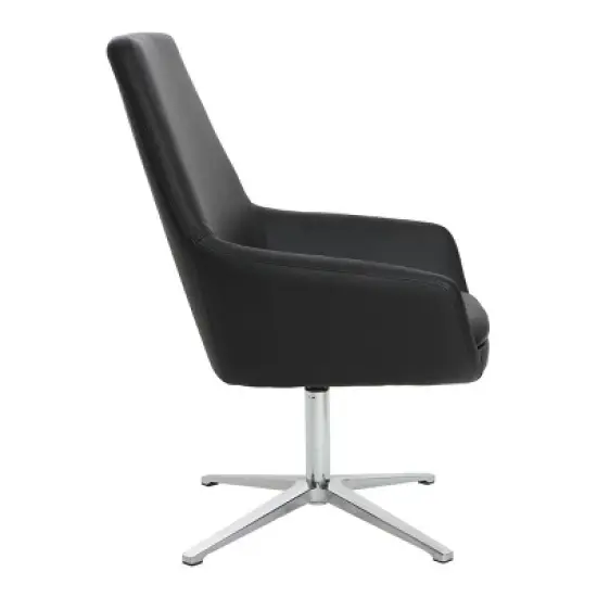 Tubby Chair with Aluminum Base Faux Leather Black - OSP Home Furnishings image {2}