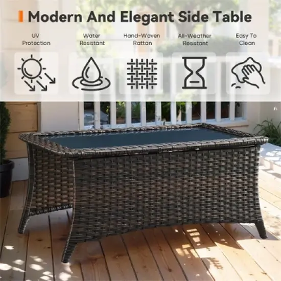 Gymojoy Outdoor Sofa Swivel Chair with Coffee Table Patio Funiture image {14}