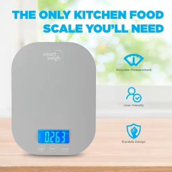 Smart Weigh Digital Food Scale -  11-pound capacity -  Gray image {5}