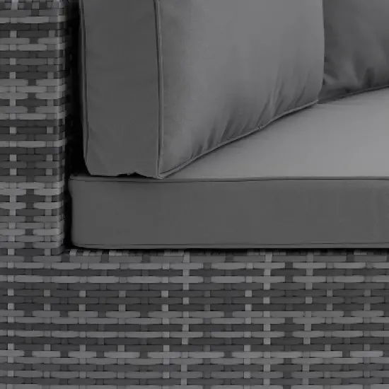 Catalina Wicker Round Sectional Sofa - Gray - Crosley image {4}