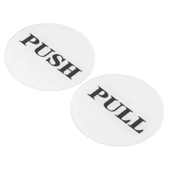 Unique Bargains Round Acrylic Self-Adhesive Decor Home Business Push Pull Door Sign 4 Pcs image {6}
