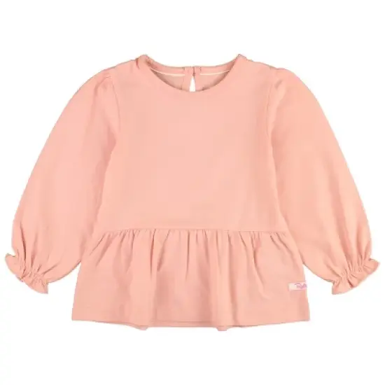 RuffleButts Little Girls Knit Puff Long Sleeve Peplum Top image {5}