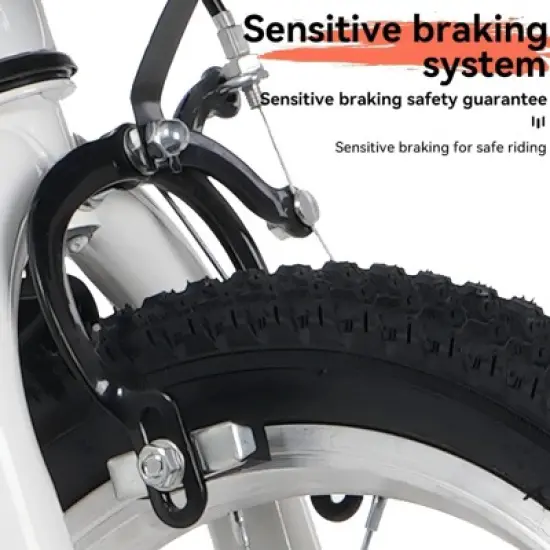 NAYSAYE Bicycle 18 Inch Kids Bike with Training Wheels Adjustable Saddle for Neighborhood Rides, White, 43.3"*20.3"*28.9" image {1}