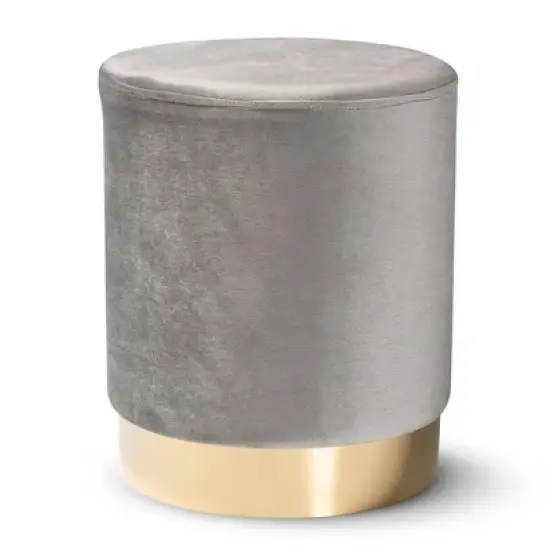 Chaela Velvet Metal Ottoman - Baxton Studio image {6}