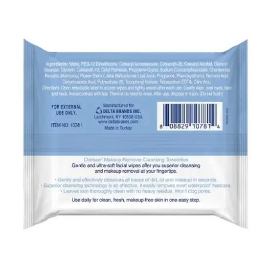 Clarisse Makeup Remover Towelettes Case Of 12 image {1}