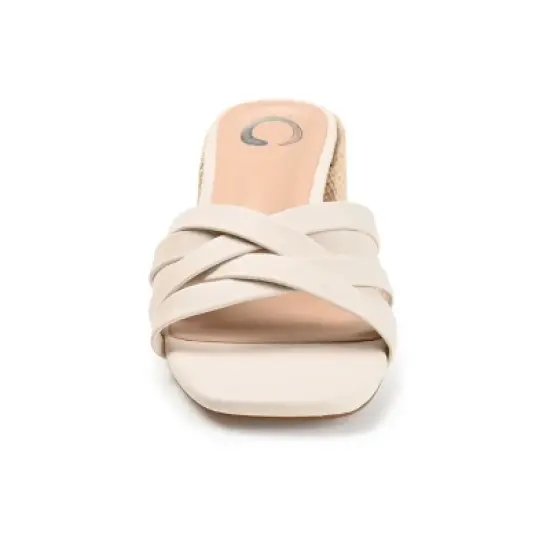 Journee Collection Womens Moree Open Square Toe Block Heel Sandals Ivory 6 image {5}