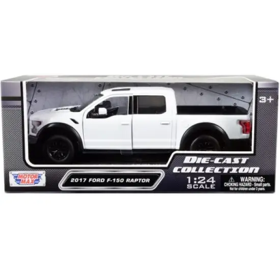 2017 Ford F-150 Raptor Pickup Truck White with Black Wheels 1/24 Diecast Model Car by Motormax image {2}