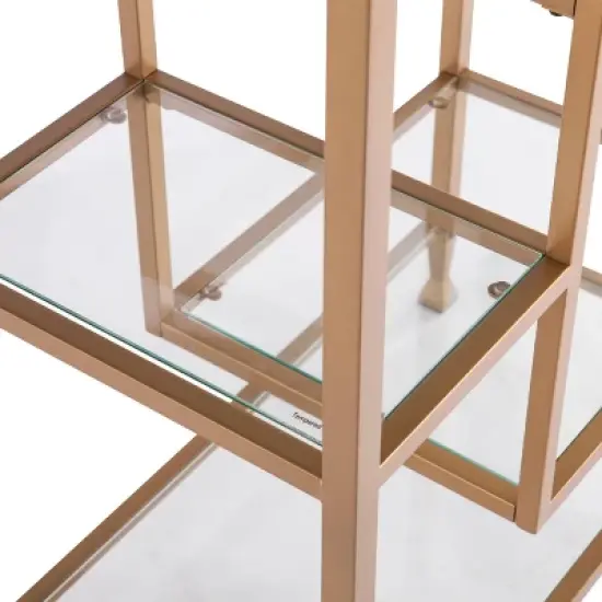 68" Jamel Metal Glass Asymmetrical Etagere Bookcase Gold - Aiden Lane image {6}