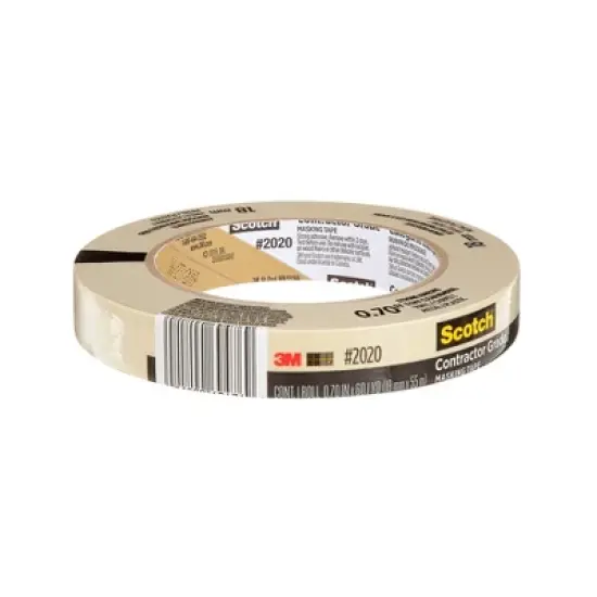 Scotch&reg; Contractor Grade Masking Tape, 0.70 in x 60.1 yd (18mm x 55m), Pack of 12 image {3}