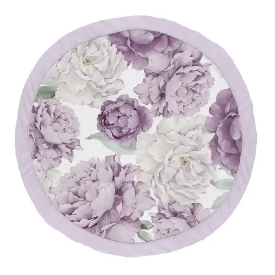Sweet Jojo Designs Girl Baby Tummy Time Playmat Peony Floral Garden Purple and Ivory image {4}