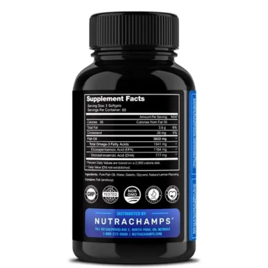 NutraChamps Omega 3 Fish Oil Softgels - 180ct image {1}
