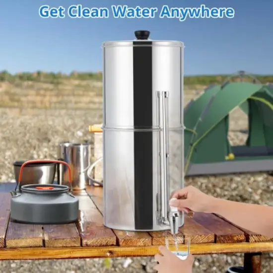 Gravity-fed Water Filter, 2.25G Stainless-Steel Countertop Water Filter for Home, Camping, RV, Emergencie image {6}