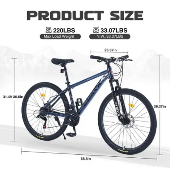 NAYSAYE Bicycle Mountain Bike 27.5 Inch Wheels 21 Speed Front Suspension for Men Women Boys and Girls, Blue, 68.8"*26.37"*39.37" image {4}