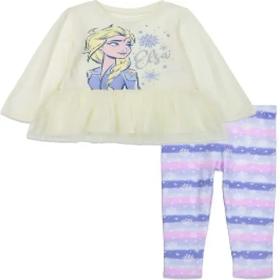 Disney Frozen Elsa Anna Frozen Girls T-Shirt and Leggings Outfit Set Infant to Little Kid image {8}