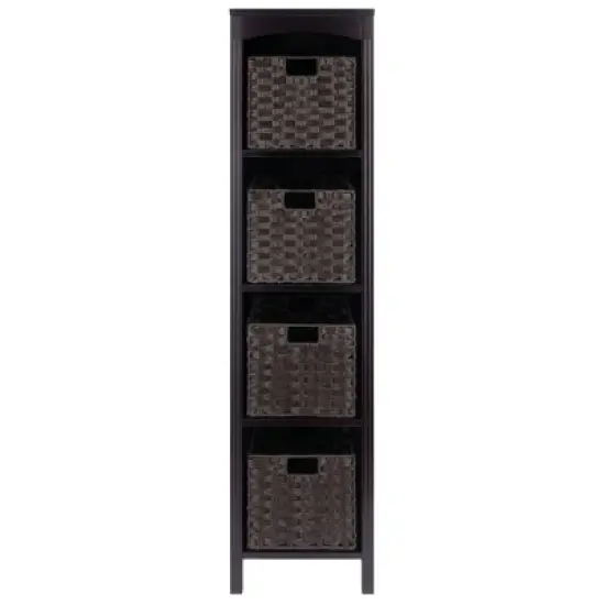 55.98" 5pc Terrace Storage Shelf with Baskets Espresso/Chocolate - Winsome image {1}