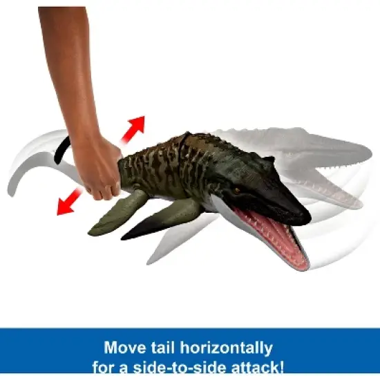 Jurassic World Rebirth Bite N Blast Mosasaurus Action Figure and Mini Dilophosaurus, Dinosaur Toy image {2}