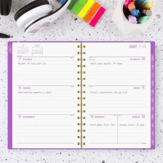 Mead 8.72"x6.02" 2025-2026 Small Color Pop Purple Check Planner image {5}