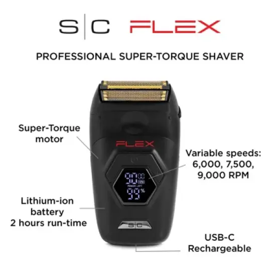 StyleCraft Flex Foil Shaver Professional Super-Torque Motor, Digital LCD Display, Micro-Trimmer Blade image {2}