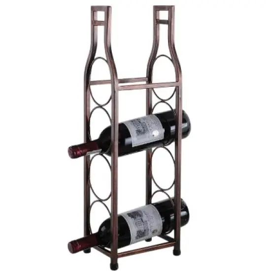 Kings Brand Furniture - Countertop Tabletop Wine Rack, Wine Bottle Storage Holder for Home Kitchen & Bar - Brushed Copper - No Assembly Required image {1}