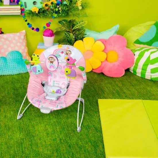 Bright Starts Pink Paradise Vibrating Bouncer image {1}