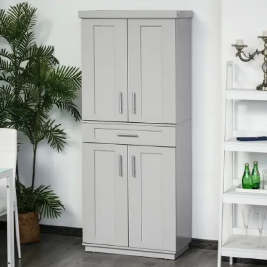 HOMCOM Modern Kitchen Pantry Freestanding Cabinet Cupboard with Doors and Drawer, Adjustable Shelving image {1}