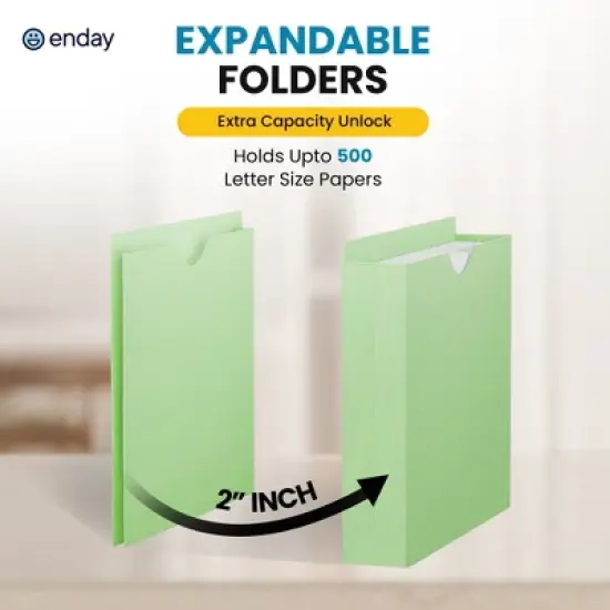 Enday 2 Inch File Jackets (25 Pack) - Assorted Colors Expandable File Folders - Straight Cut Tab - Letter Size image {2}