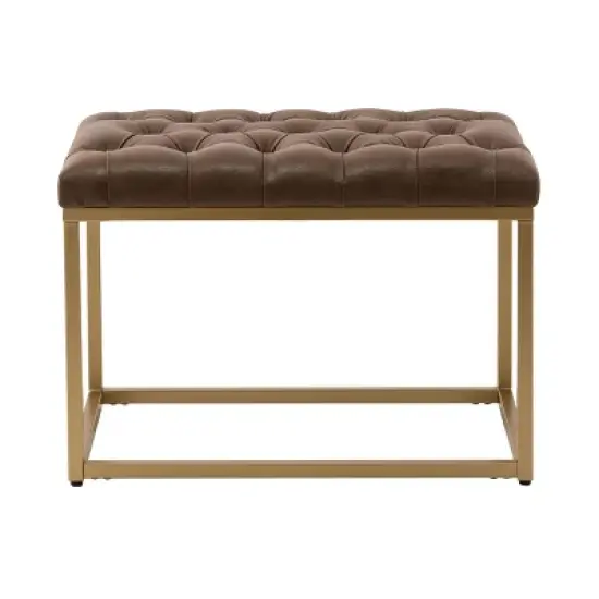24" Button Tufted Metal Ottoman - WOVENBYRD image {8}