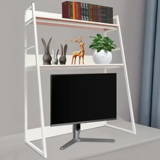 YIYIBYUS Desktop Bookshelf 2-Tier Desktop Hutch for Computer Desk image {1}