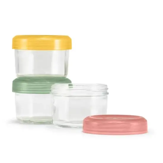 Ello 6pc Glass Condiment Color Lock Food Storage Container Set: Microwave & Oven Safe, Multicolored Lids image {2}