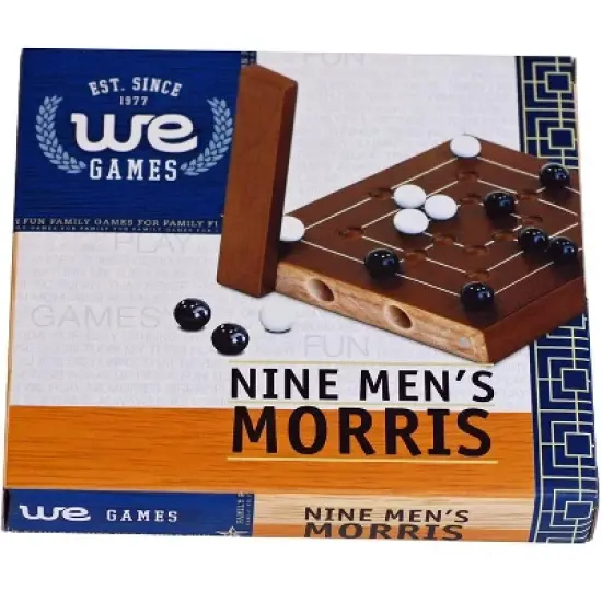 WE Games Nine Men's Morris Wooden Travel Game with Marbles - 5 inch Travel Size image {3}