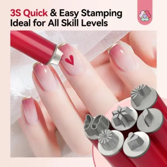 Saviland Pro Stamp Pen System: 3-Sec Cure French & Floral Tips w/5-Pattern Micro-Engraved Heads - Salon Artistry Essentials. image {4}