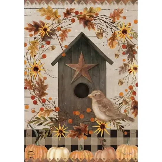 Primitive Fall Birdhouse Garden Flag 18" x 12.5" Briarwood Lane image {4}